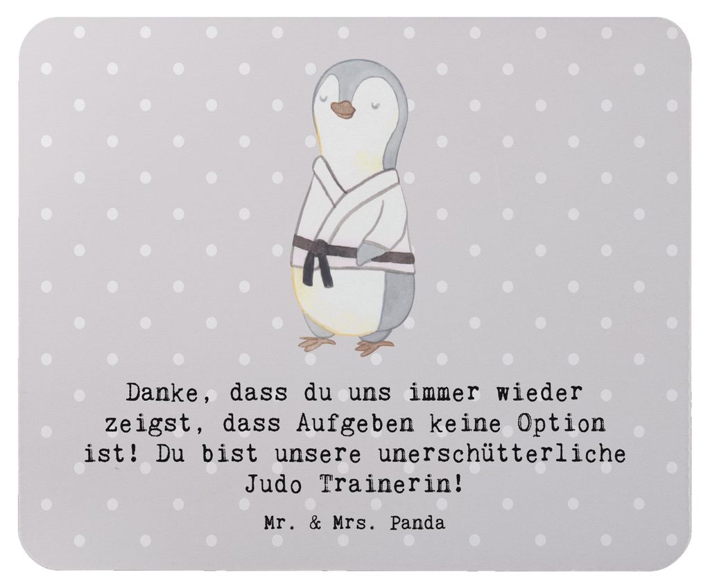 Mr. & Mrs. Panda Mouse Pad Unerschütterliche Judo Trainerin - Grau Pastell - Geschenk, Anerkennung, Mousepad, pc mausunterlage, laptop, Entschloss...