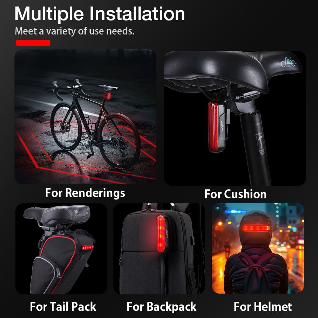 Smartes Bremslicht für Fahrräder, 500mAh , 6 Lichtmodi, Produktbild 6