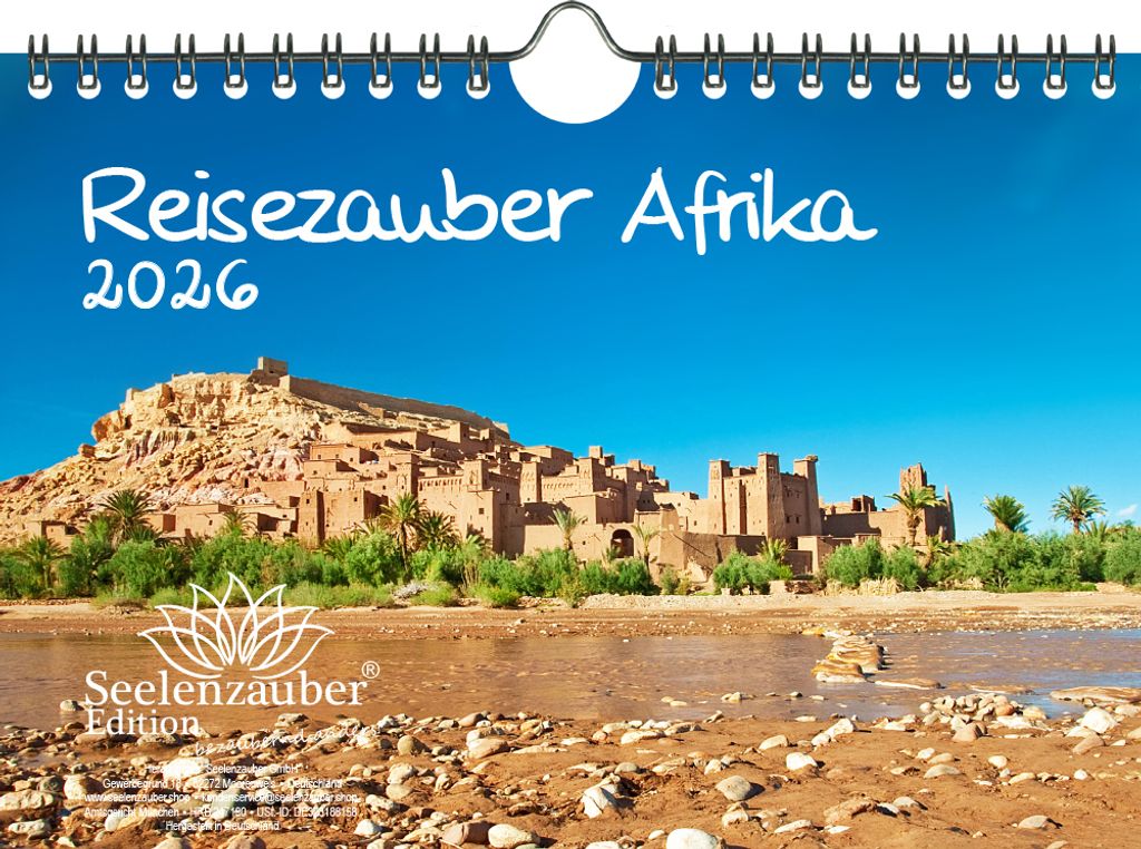 Reisezauber Afrika DIN A5 Kalender für 2026 Landschaft Reise Tiere Urlaub - Seelenzauber