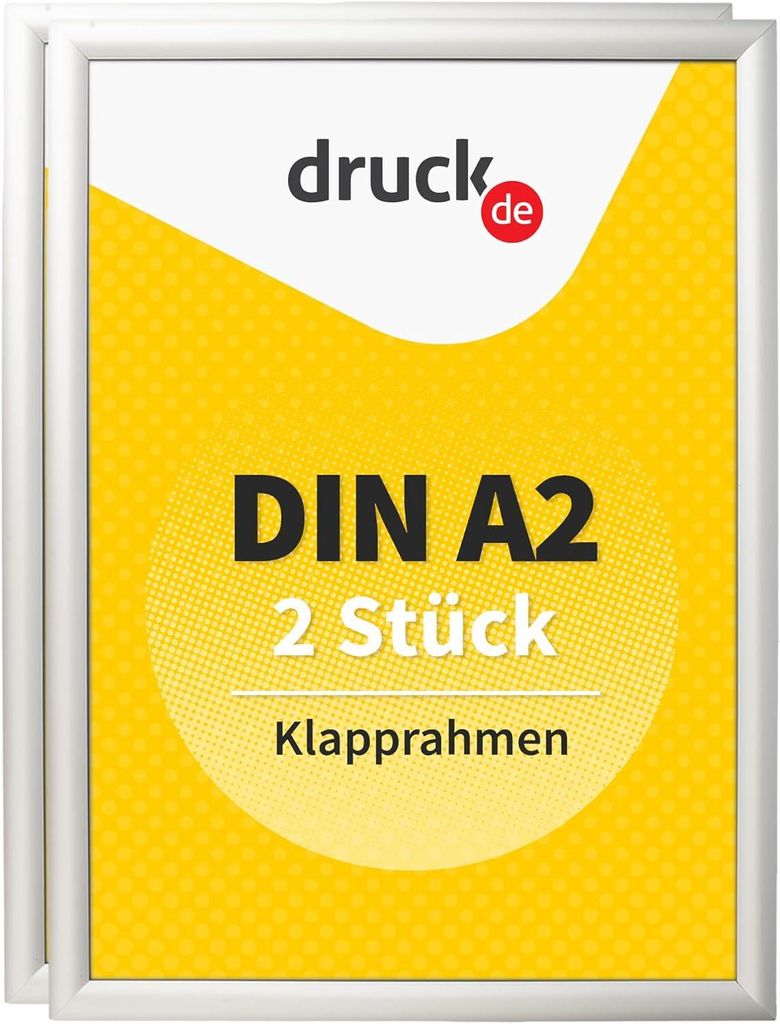 Klapprahmen DIN A2 - 2 Stück - für Plakate, Hinweisschilder, Werbung - Aluminiumrahmen mit 2,5 cm Profil - geeignet für Wandmontage