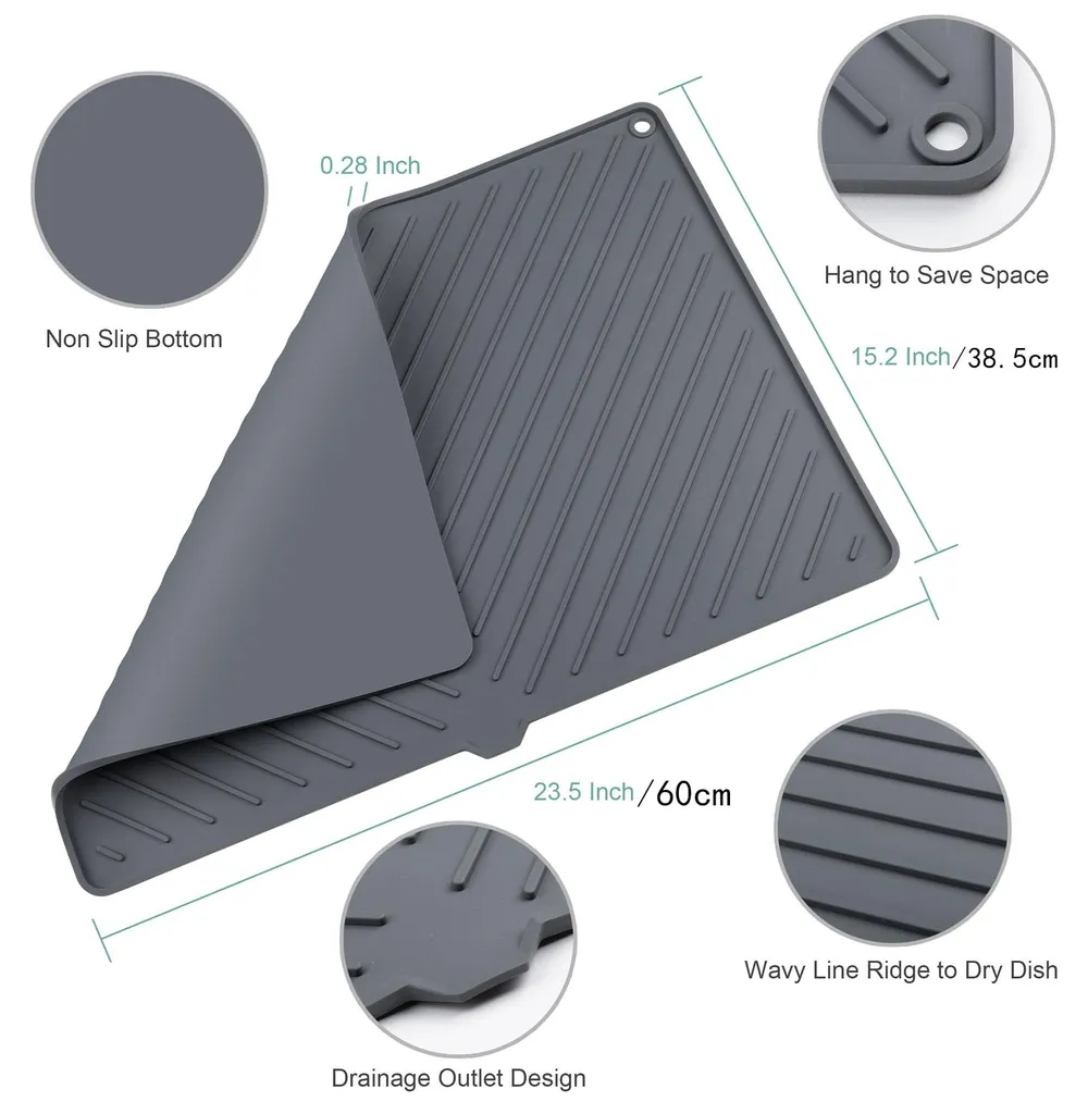 Tapis de séchage vaisselle silicone pour protéger votre plan de travail