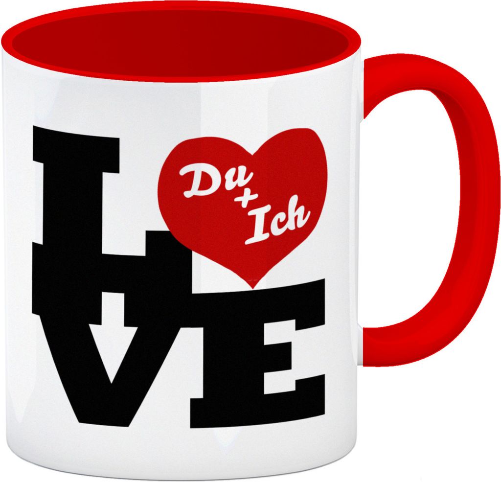 Du und ich Love Kaffeebecher Rot zum Valentinstag