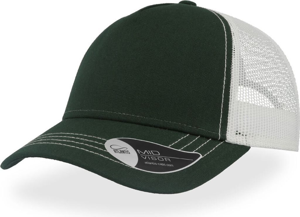 Atlantis RCAN | Rapper Canvas Cap, 5-Panel-Mesh-Cap - Farbe: Bottle Green/White - Größe: One Size
