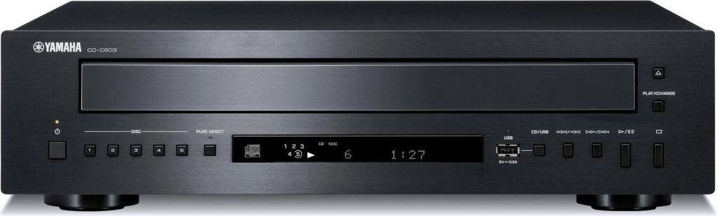 Yamaha CD-C603 5-Scheiben-CD-Player schwarz mit USB und Fernbedienung