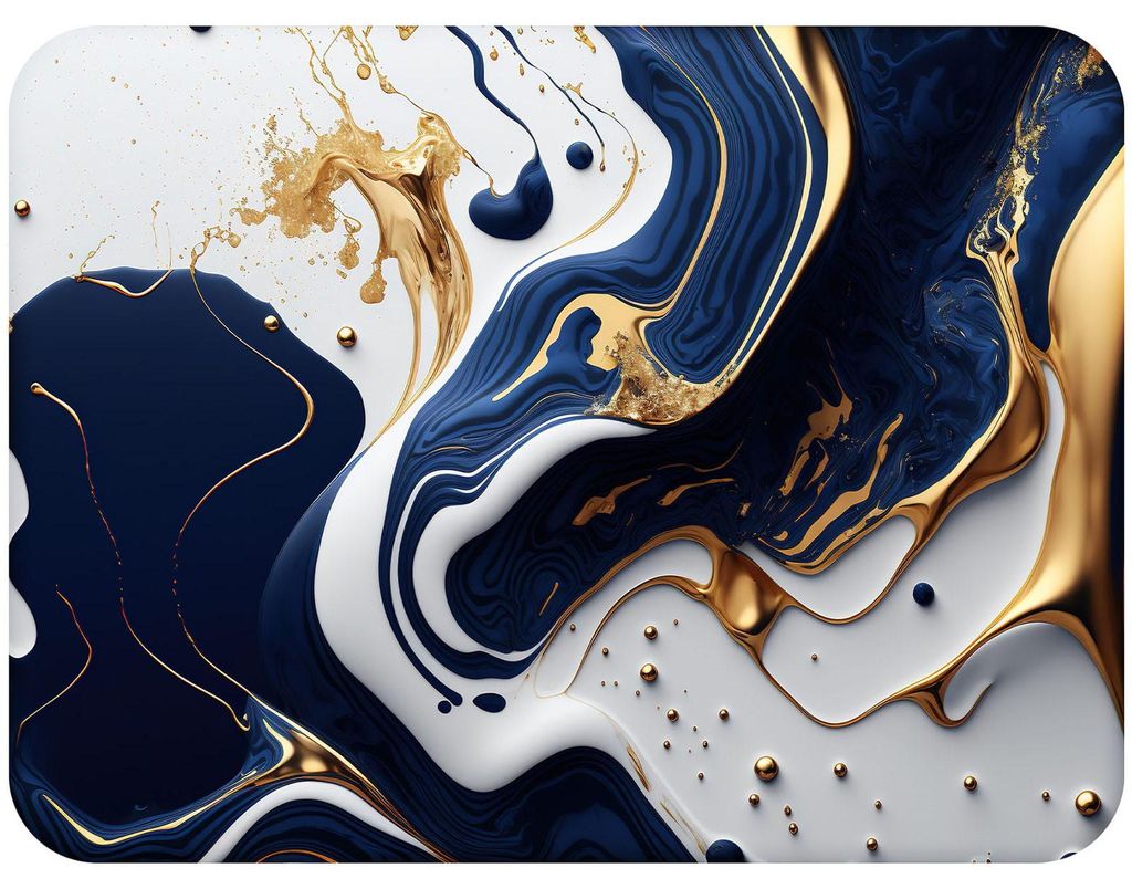 Bedruckter Korkuntersetzer - Marmor blau und gold 3 in der Größe 30x40 cm
