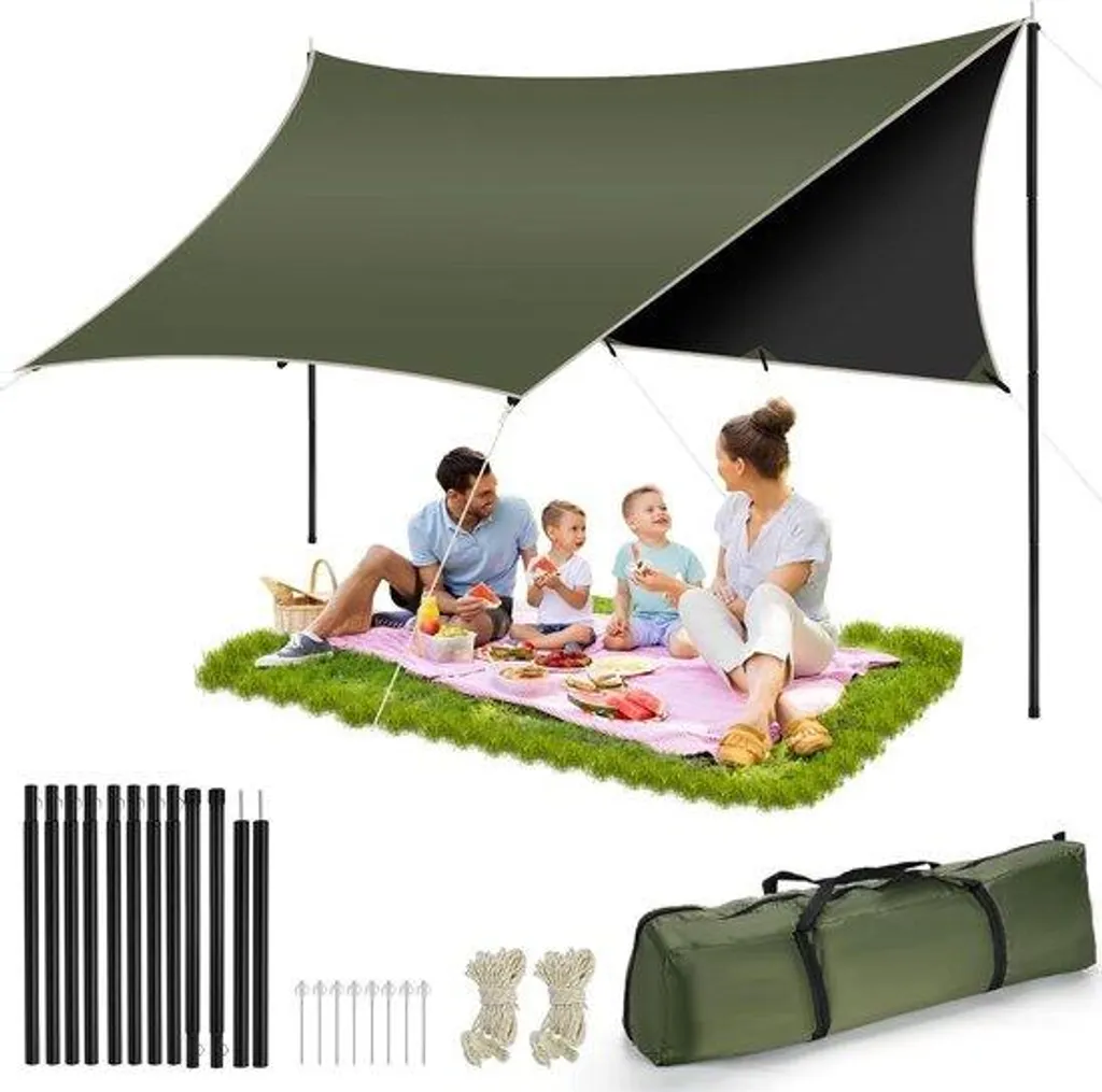 Abri de jardin 3x3m en tissu ripstop léger et bâche vinyle de voyage