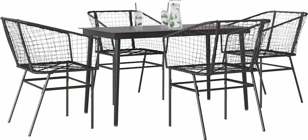 Maison Exclusive - 5-teiliges Garten-Esszimmerset aus schwarzem Polyrattanglas