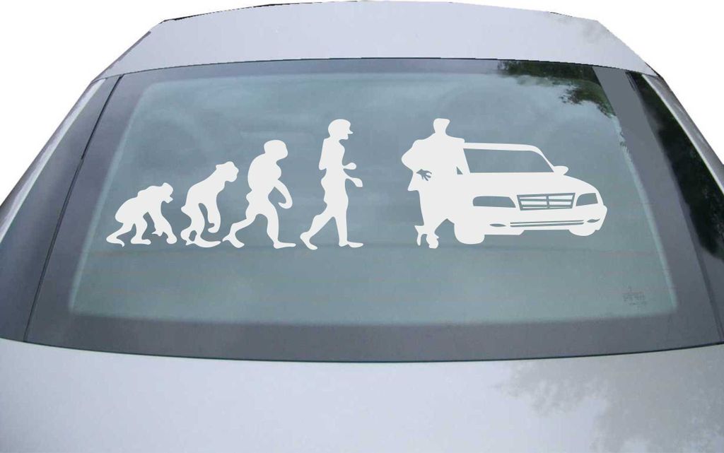 Indigos UG - Aufkleber Heckscheibe & Motorklappe DE7023 - silber - 600x157 mm - Evolution des Autofahrers - Auto Scheiben Fenster Heckklappe Tuning...