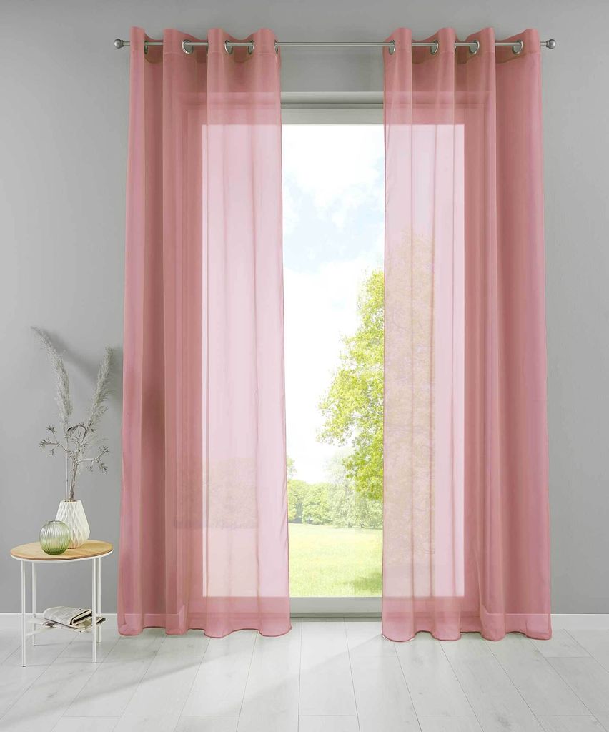2er Set Ösengardinen HxB 245x140 cm Altrosa Transparent Produktbild 