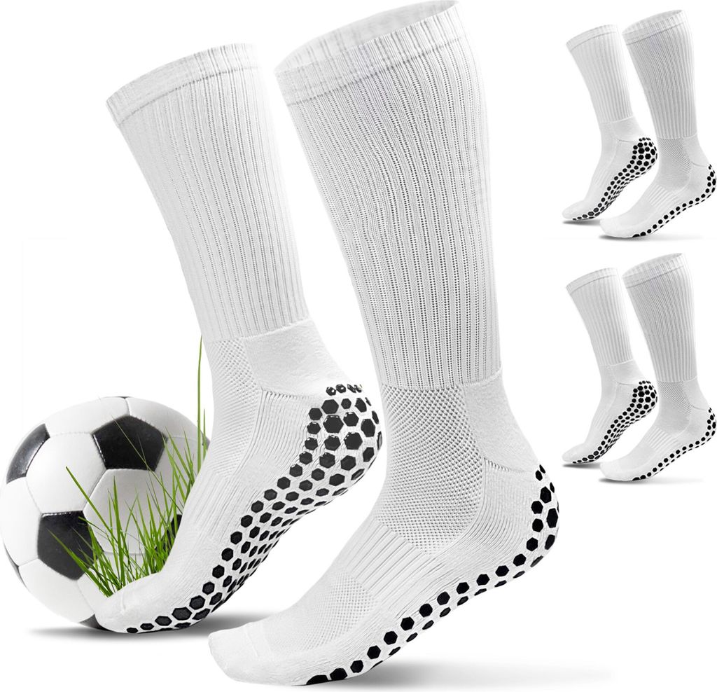 Fussball Grip Socken (weiß) - Fußballsocken als besondere Geschenkidee - 3er Set