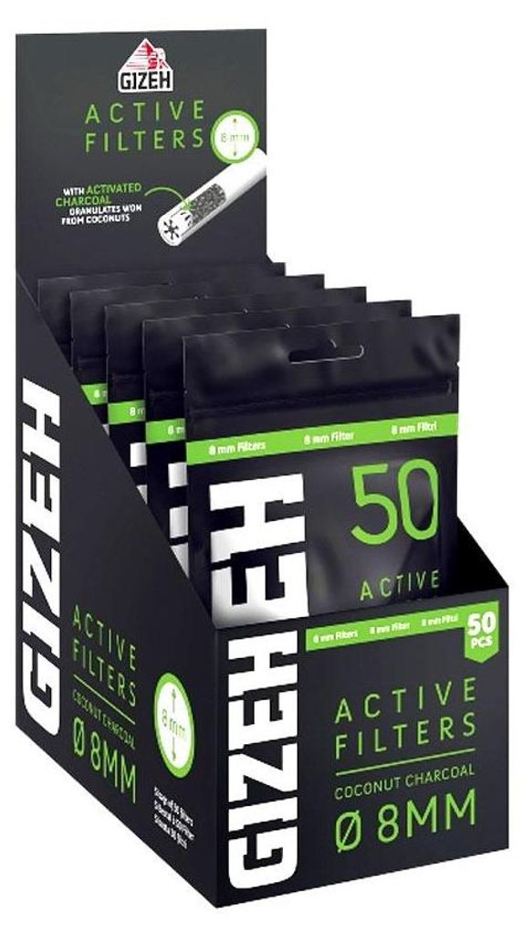 Gizeh Active Filter 8mm 5x 50 Stück Aktivkohle aus Kokosnussschalen
