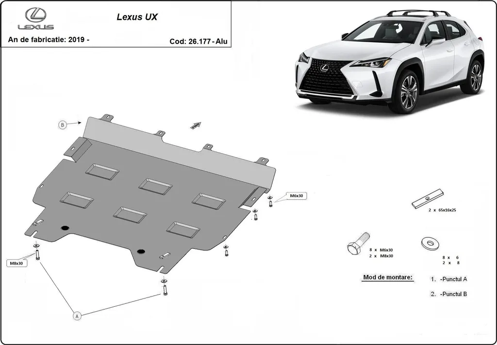Sabot de protection moteur aluminium pour Lexus UX - Carter protégé - 3