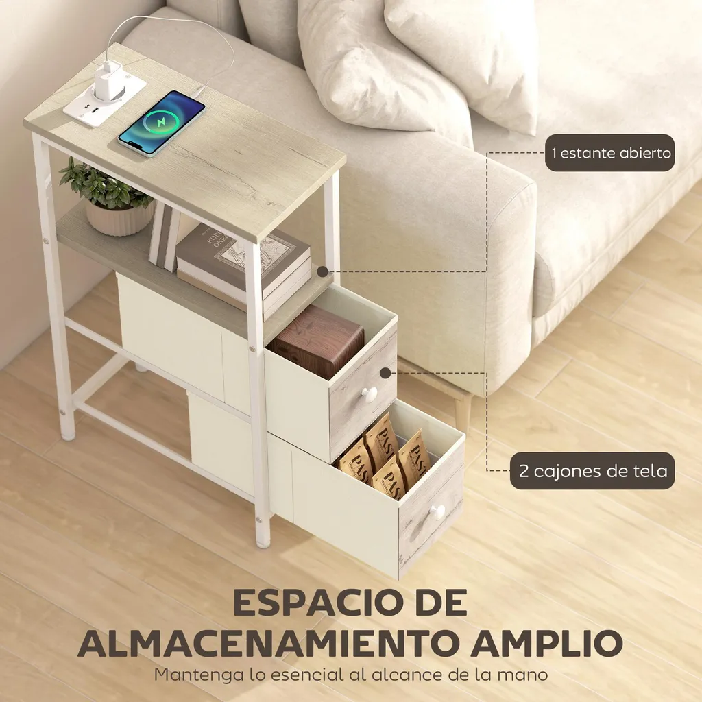 Table basse d'appoint pour petit salon avec station de charge USB intégrée - 5