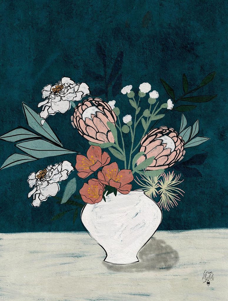 Erum Khalili - bedruckt "Moody Floral I" PM11913 (40 cm x 30 cm) (Bunt)