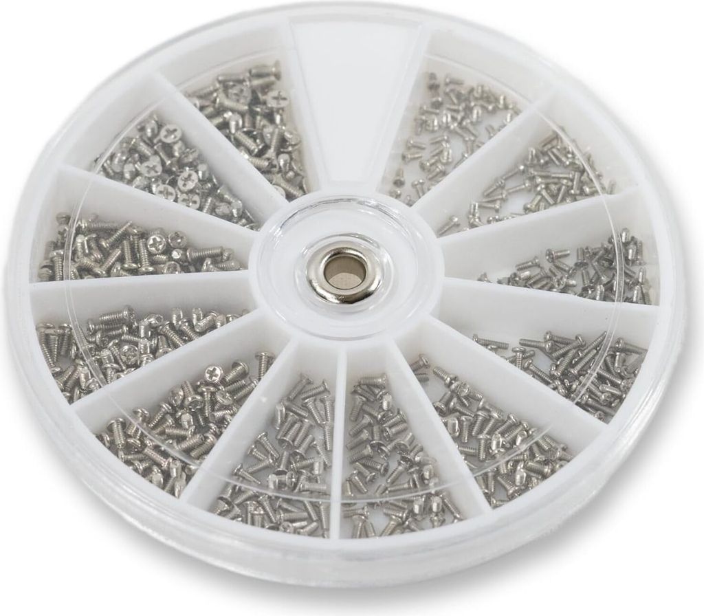 Sortiment mit 600 kleinen Schrauben und Muttern aus Edelstahl, M1, M1.2, M1.4, M1.6, für Uhren und Brillen