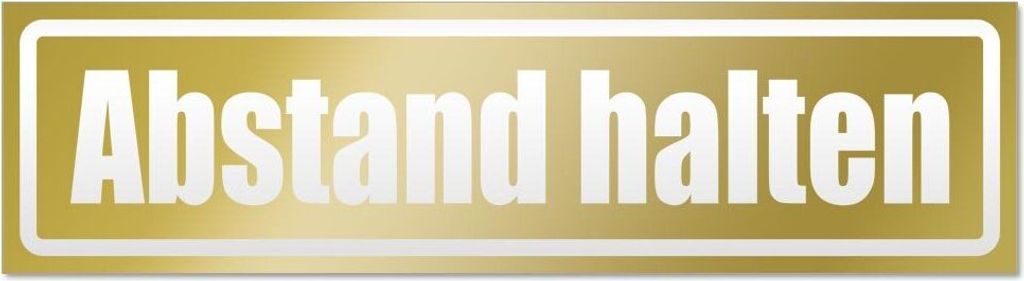 Kiwistar Abstand halten invertiert Magnetschild Schild magnetisch - 20cm Gold - Magnetfolie für Auto PKW Kfz