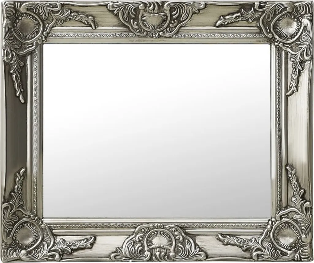Specchiera Argento 50x40 cm Stile Barocco - Specchio Muro Elegante