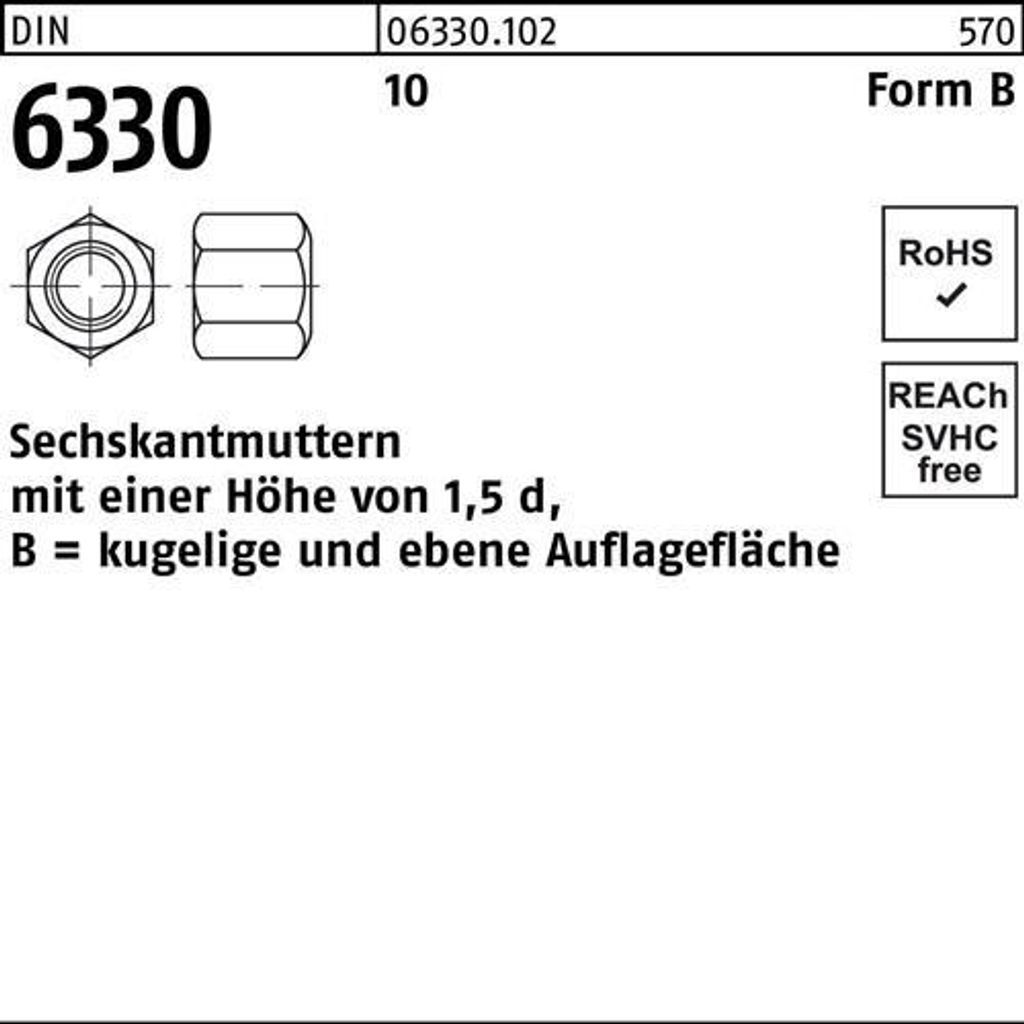 Reyher 6330-10 6kt. Muttern M 30 (1 Stück)
