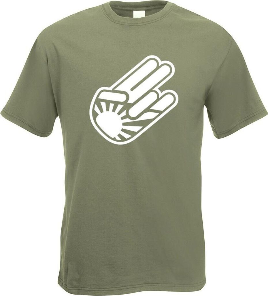 Kiwistar - T-Shirt - Olive - kleine Japan Shocker Hand Herren Funshirt Bedruckt Design Sprüche Spruch Motive - mit Motiv Bedruckt - Funshirt Desig...