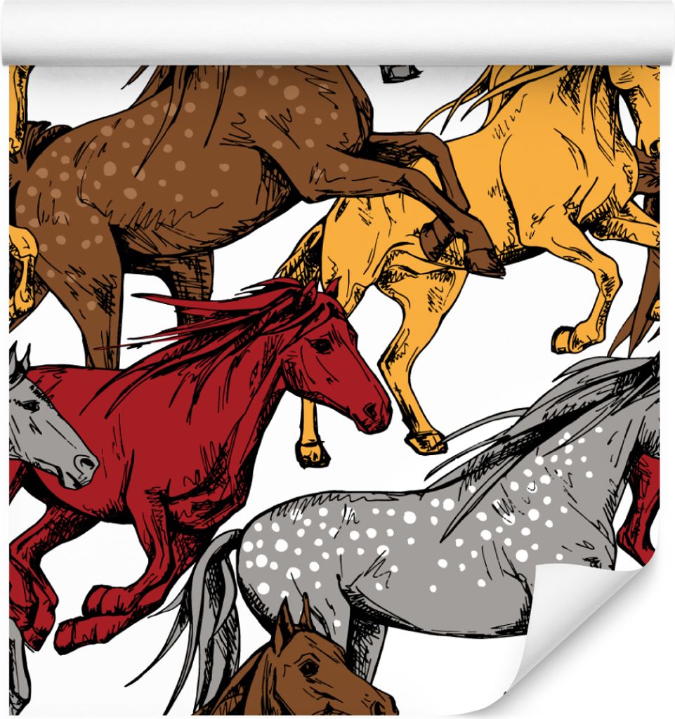 10m VLIES TAPETE Rolle Kinderzimmer Galoppierende Pferde Abstrakt Motiv XXL