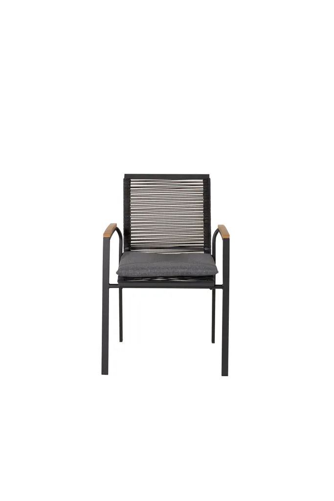 Chaise Dallas empilable pour balcon et terrasse noir naturel moderne