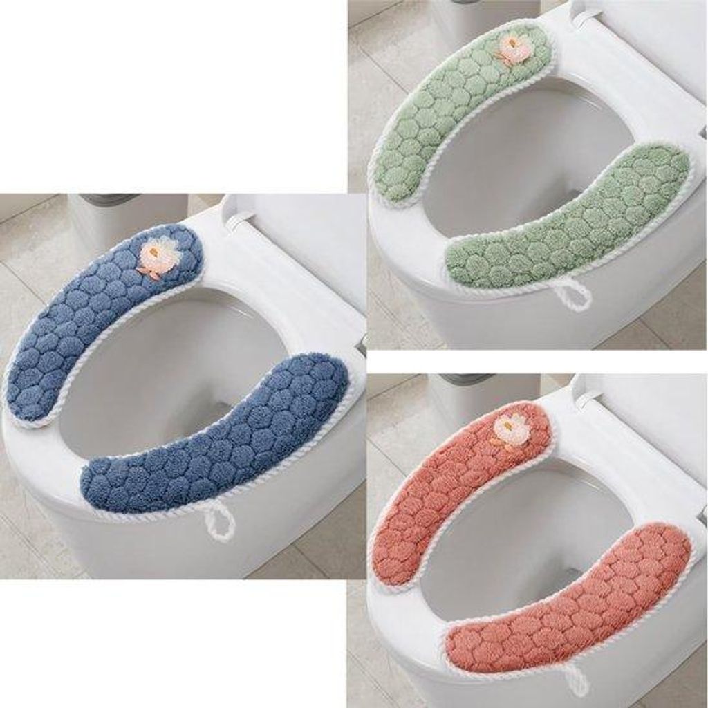 Drei Paar weiches, warmes, dickes, gewichtetes Toiletdecken-Überzugmatte mit Antislip, weiches Toiletensitzkissen, waschbar, Badkammerwärmer mit ...