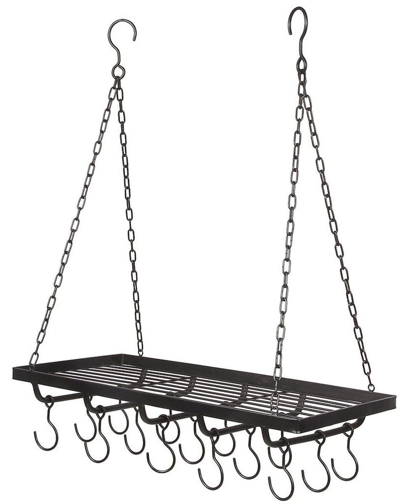Eisen Topfhänger schwarz 60x28x7cm Wurstkrone Kräuterkorb Produktbild 