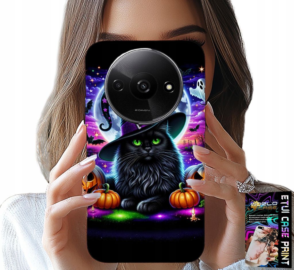 Fall Für Xiaomi Redmi A3 - Schwarze Katze Halloween Salem Kürbis Designs
