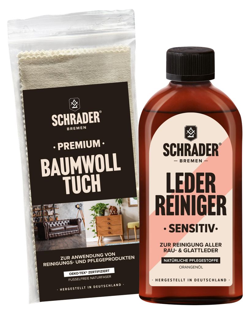 SCHRADER Leder Reiniger + Baumwolltuch - zweiteiliges Set Produktbild 