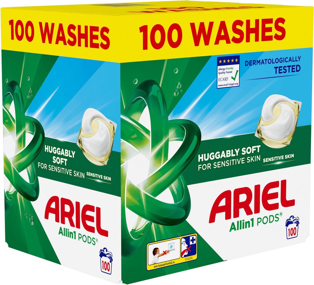 Ariel Allin1 Pods packaging with product information and branding.