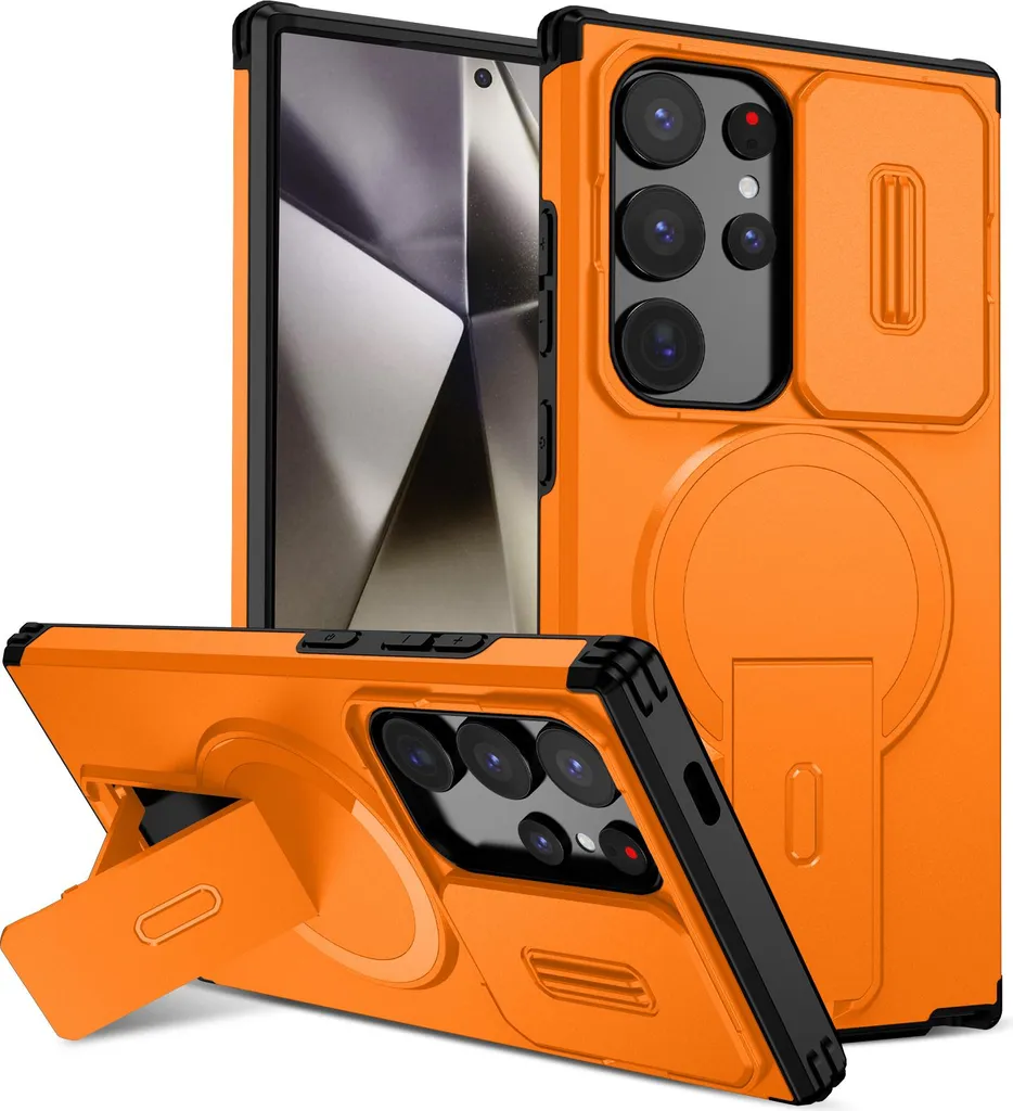 Custodia Magnetica Samsung S24 Ultra Arancione: Protezione Rugged Blindata