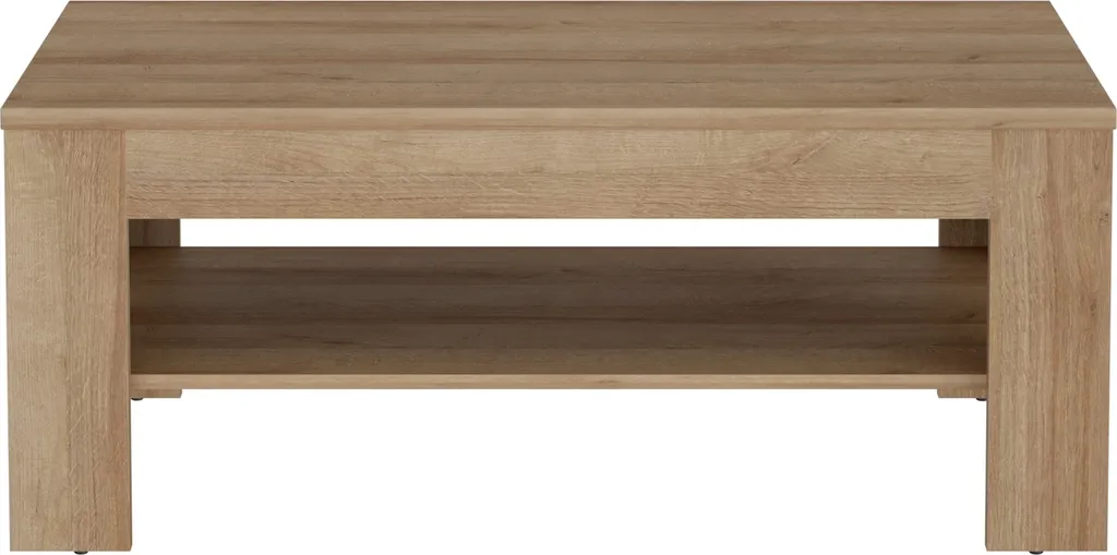 Table basse ATTENTION chêne Riviera avec étagère 110x45,5x60cm de salon
