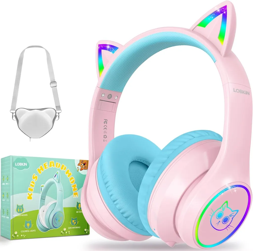 Cuffie per bambini con borsa, cuffie Bluetooth wireless e cablate per bambini, cuffie over ear pieghevoli e regolabili per bambini per la scuola