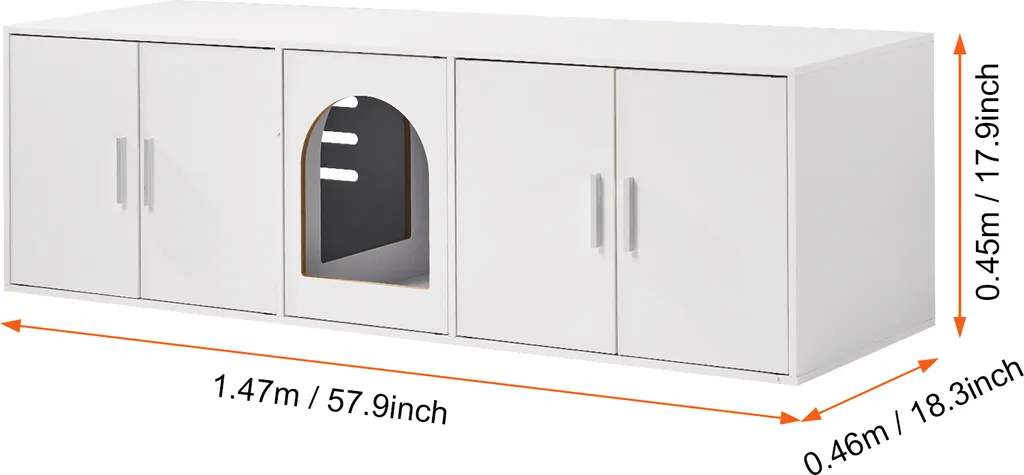 Armoire à litière en bois double compartiment pour chats - 8