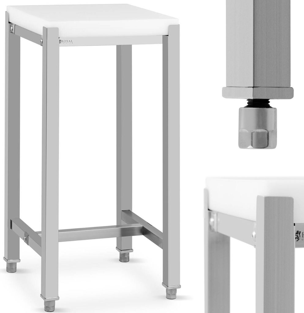 Metzgerblock aus Polyethylen auf Stahlsockel, 40 x 40 x 88 Produktbild 
