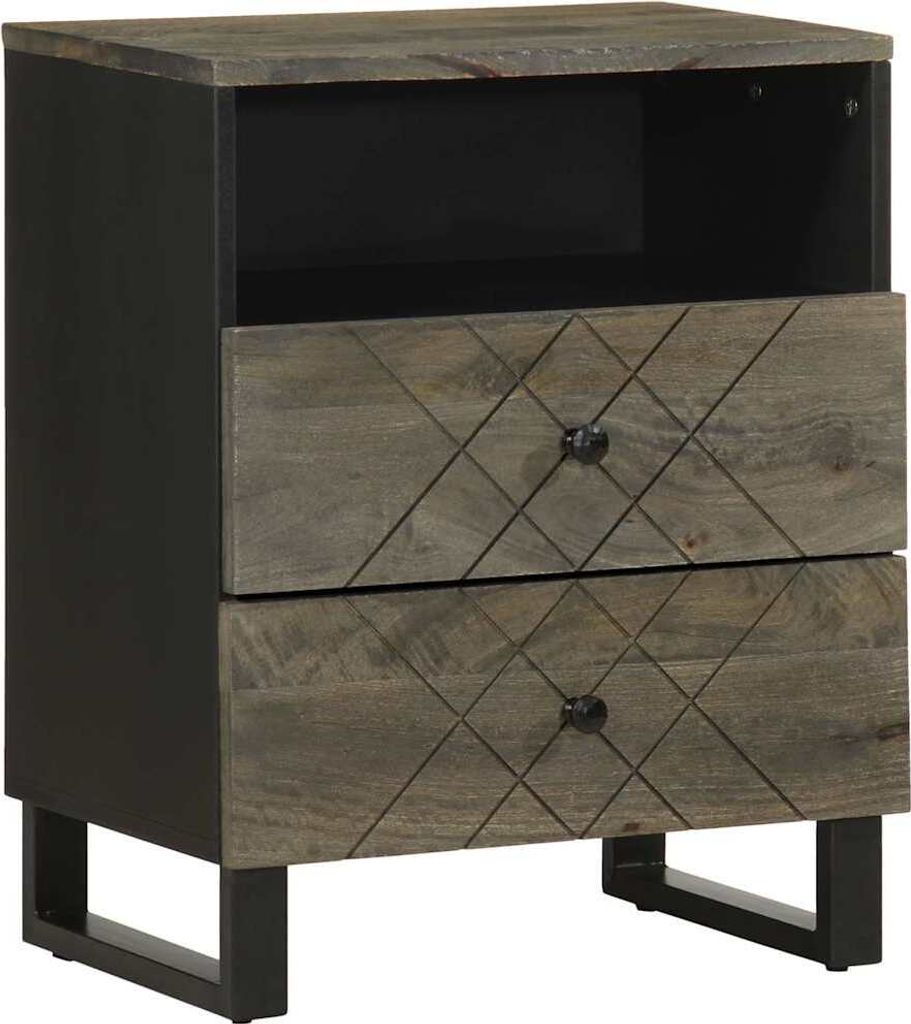 Nachttisch Schwarz 50x33x62 cm Massivholz Mango