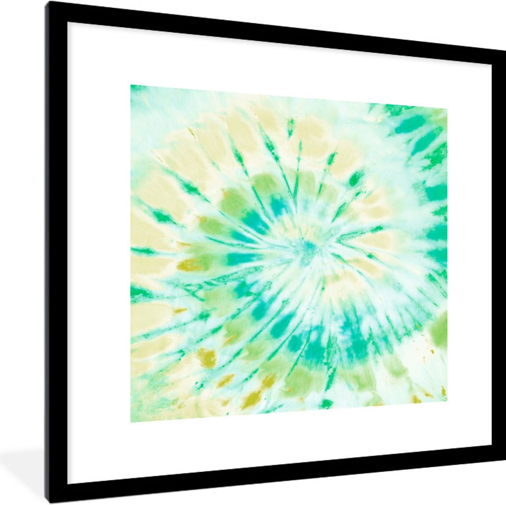 MuchoWow Gerahmtes Poster Krawattenfärbung - Spirale - Gelb 40x40 cm - Poster mit Schwarzem Bilderrahmen Wandposter Rahmen Foto Bilder - Poster ...