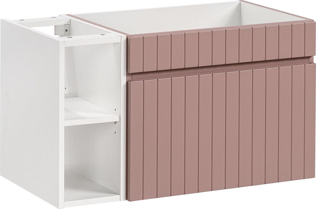 FURNLUX Waschbeckenschrank Ikonisch Altrosa Und Weiss 80cm / Hauptfarbe: Rosa / Abmessungen: 80 x 46 x 46 cm