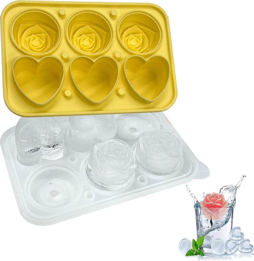 Silikon Eiswürfelform mit Deckel, Herzen, perfekt für Whisky, Bier, Cocktails und Getränke, Eiskugelform, auslaufsicherer & vielseitiger Eiswür...