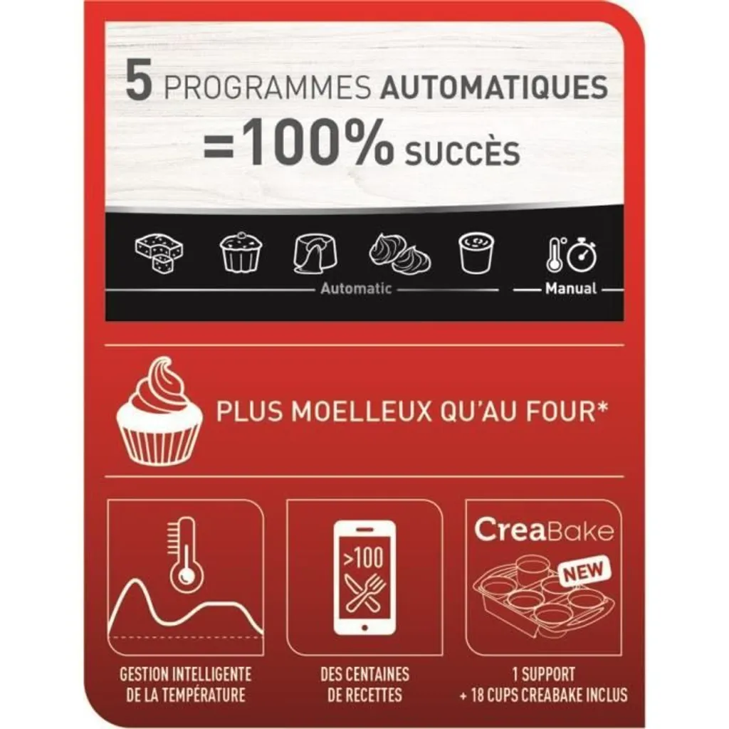 Four programmable Tefal KD81212110 puissance 1100W cuisson rapide - 4