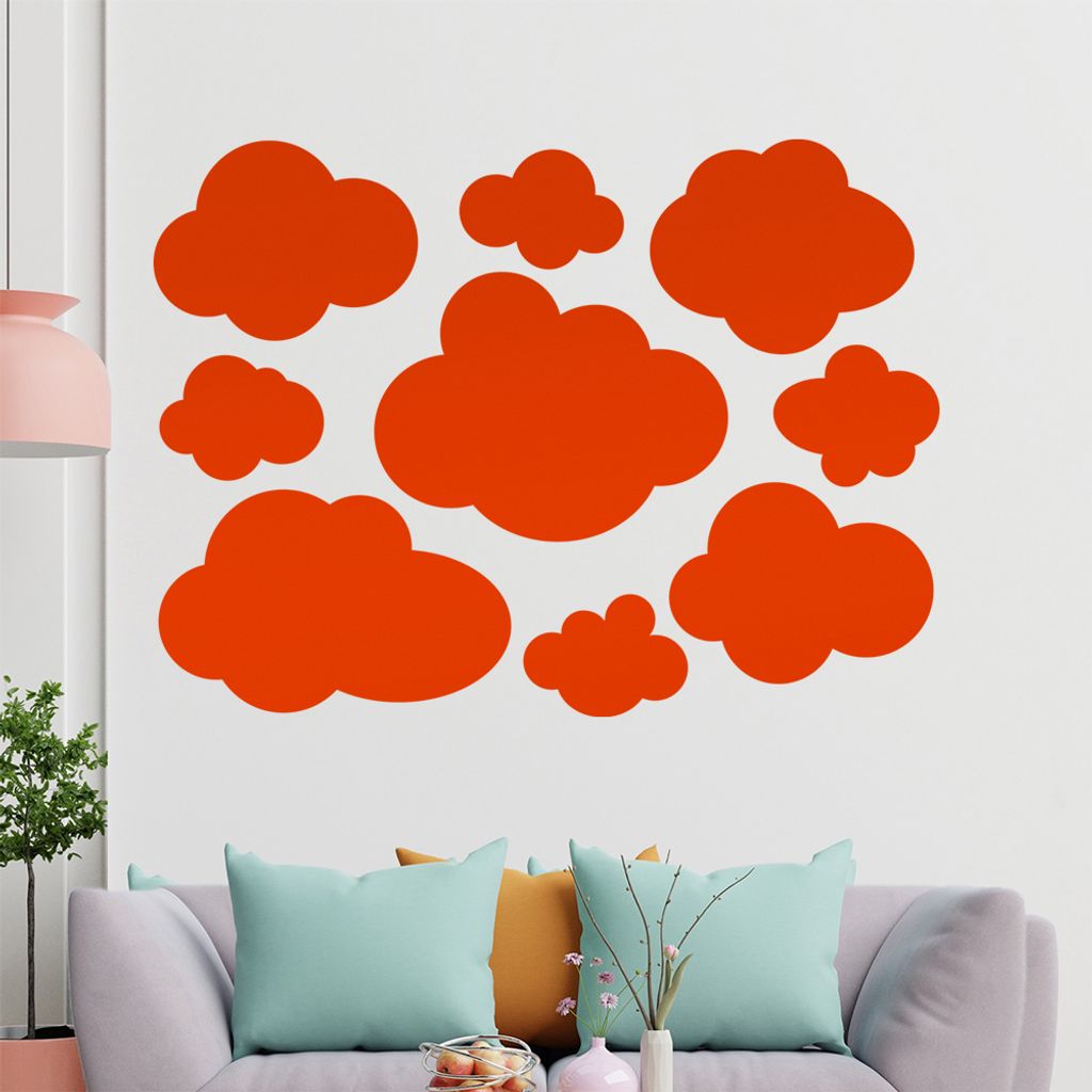 KIWISTAR Wolken frei plazierbar Wandtattoo in 6 Größen - Wandaufkleber Wall Sticker - Dekoration, Küche, Wohnzimmer, Schlafzimmer, Badezimmer