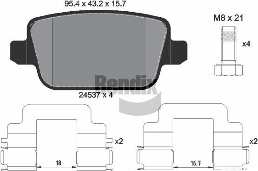 Kit plaquettes de frein pour Ford Kuga et Galaxy - Sécurité Route Bendix