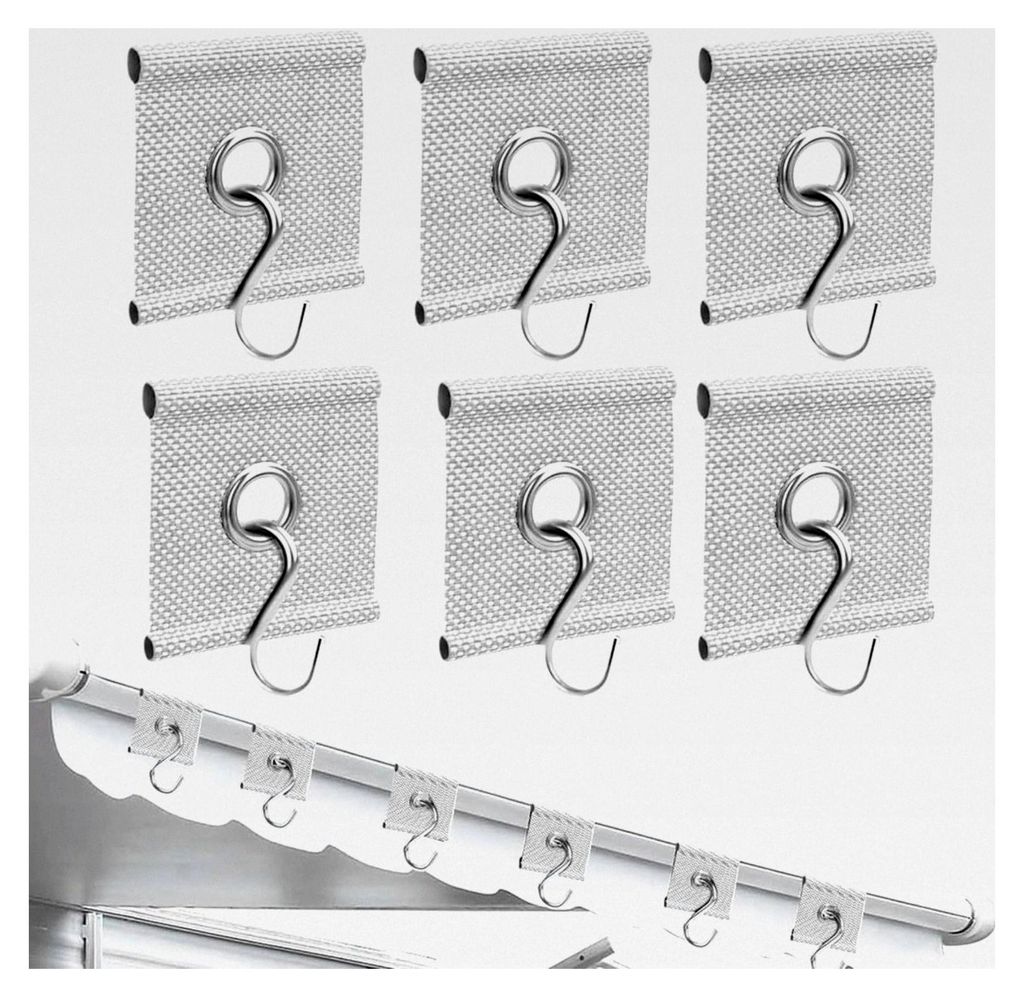 6 Kederösen für Kederschienen 5/6 mm - 7/8 mm Set mit Kederband und 6 Edelstahl S-Haken für Wohnwagen und Camping Vorzelte Weiß