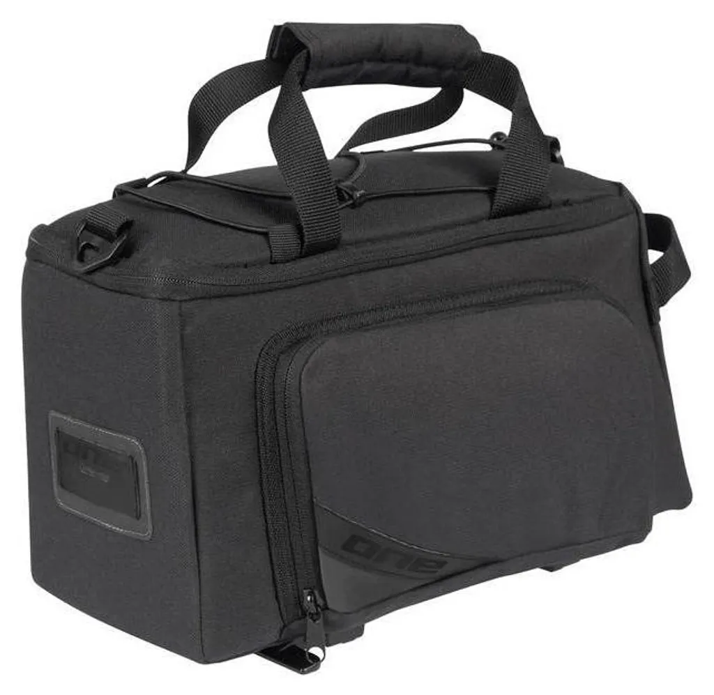 Sacoche porte-bagages amovible noire en toile renforcée et clips rapides