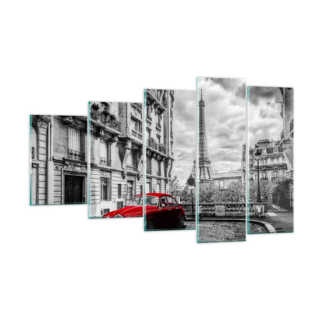 Bilder auf glas - Auto Eiffle Straße Gebäude - 100x60cm - Glasbilder - Wandbilder - Kunstdruck - zum Aufhängen bereit - Wanddekoration aus Glas ...