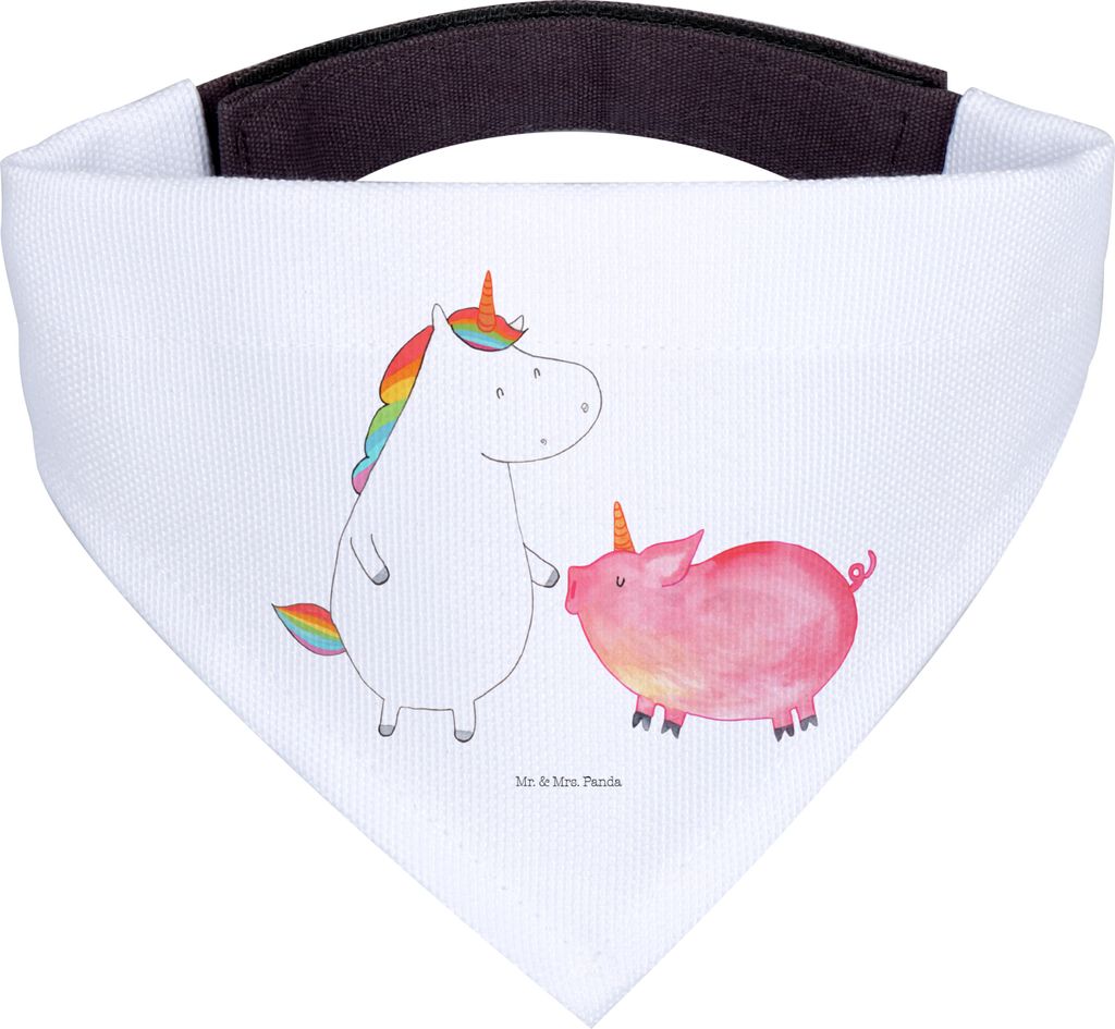 Mr. & Mrs. Panda Bandana Einhorn Schwein - Weiß - Geschenk, Einhörner, Halstuch für Hund, Freundin, Dreieckstuch, Unicorn, Hunde, Schweinchen, H...