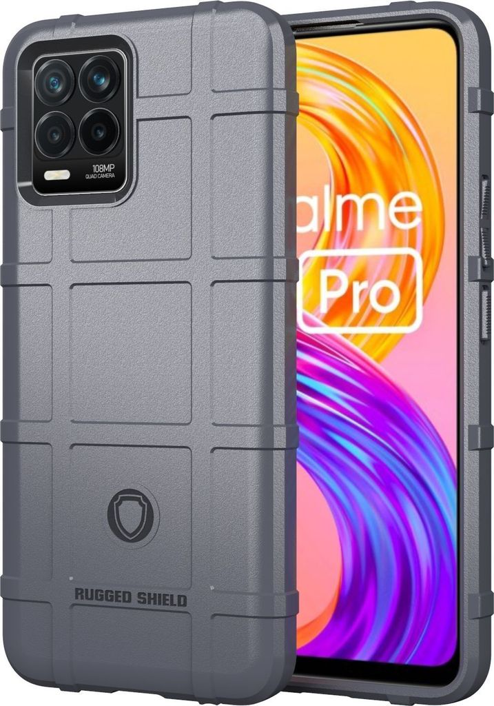 Mobigear Rugged Shield Realme 8 Hülle Flexibles TPU Backcover Stoßfest - Grau