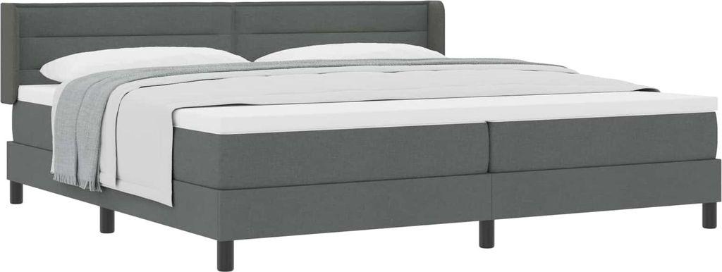 Boxspringbett mit Kopfteil Dunkelgrau 200 x 200 cm Stoff