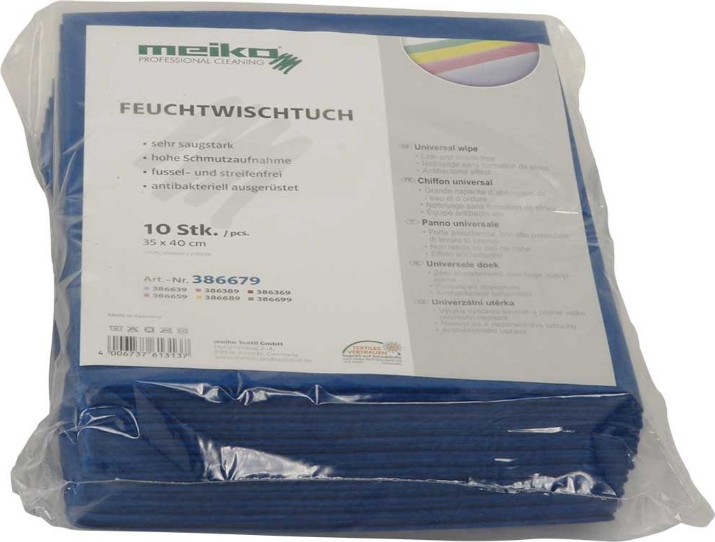 10er Pack beschichtetes Meiko Feuchtwischtuch 35 x 40 blau Produktbild 