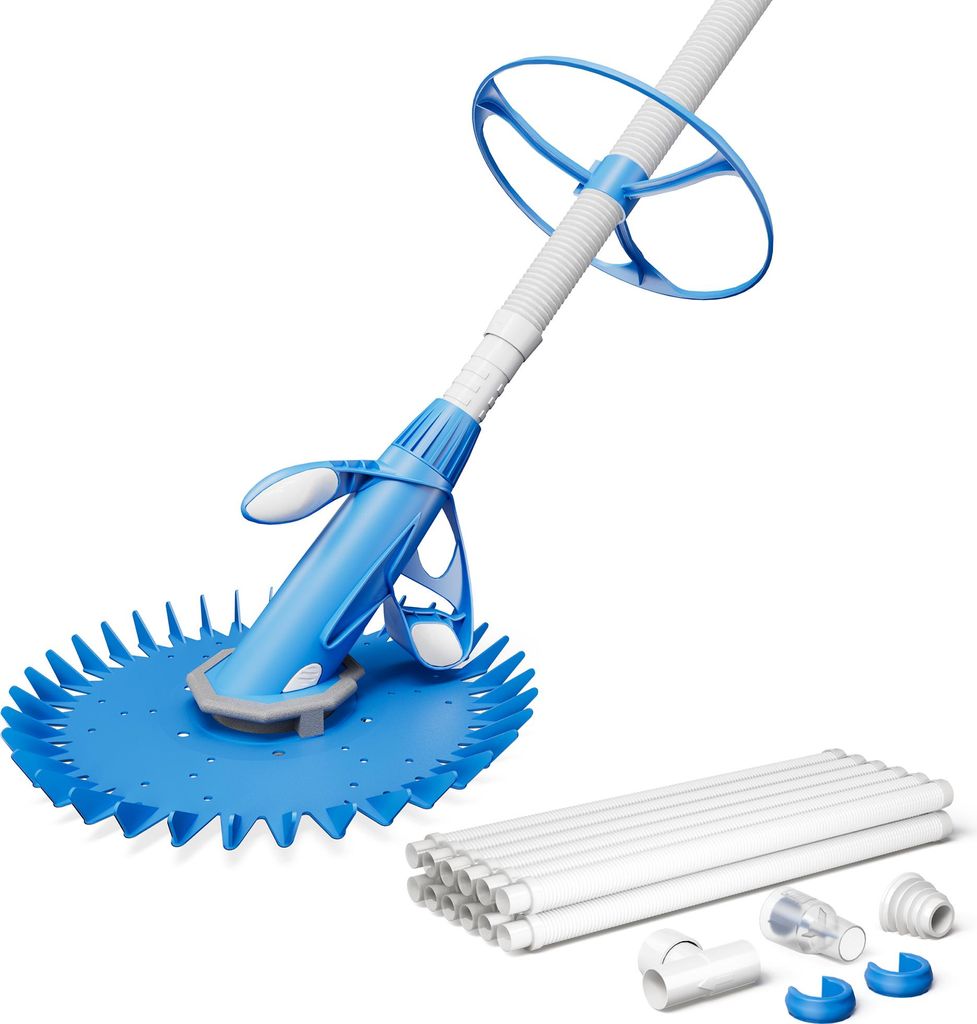 Wiltec automatischer Poolreiniger inkl. 12 Schläuchen Poolsauger Pool Bodensauger Oberflächensauger